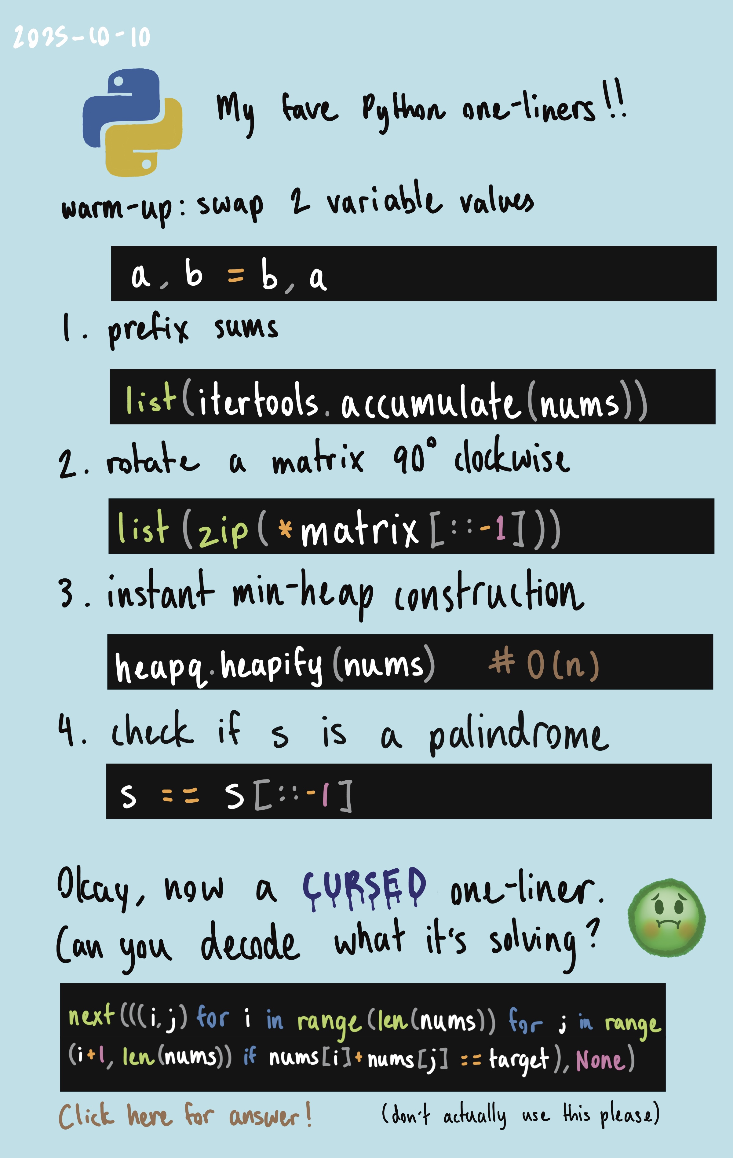 Python One Liners Journal Entry